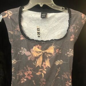 Urban Outfitters Black and White Lace-Trim Tank